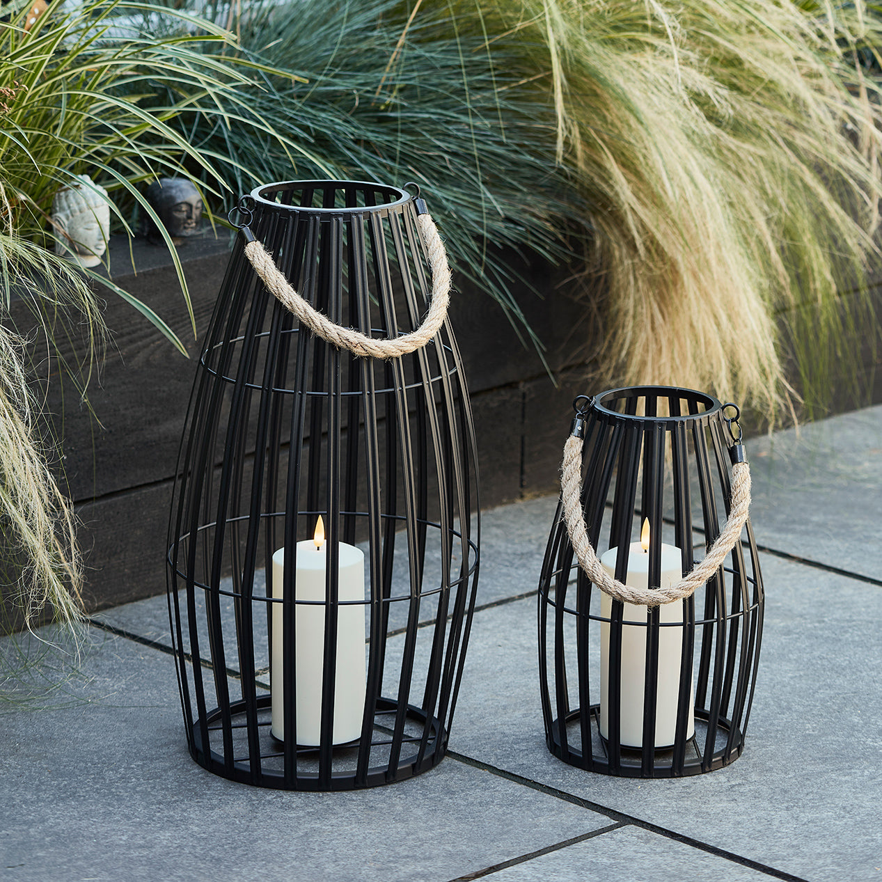 Canberra Slatted Outdoor Lantern Duo with TruGlow® Candles Price Comparisons | Compare The Build