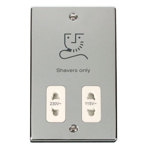Click Deco 115V and 230V Dual Voltage Shaver Socket Polished Chrome White VPCH100WH Price Comparisons | Compare The Build