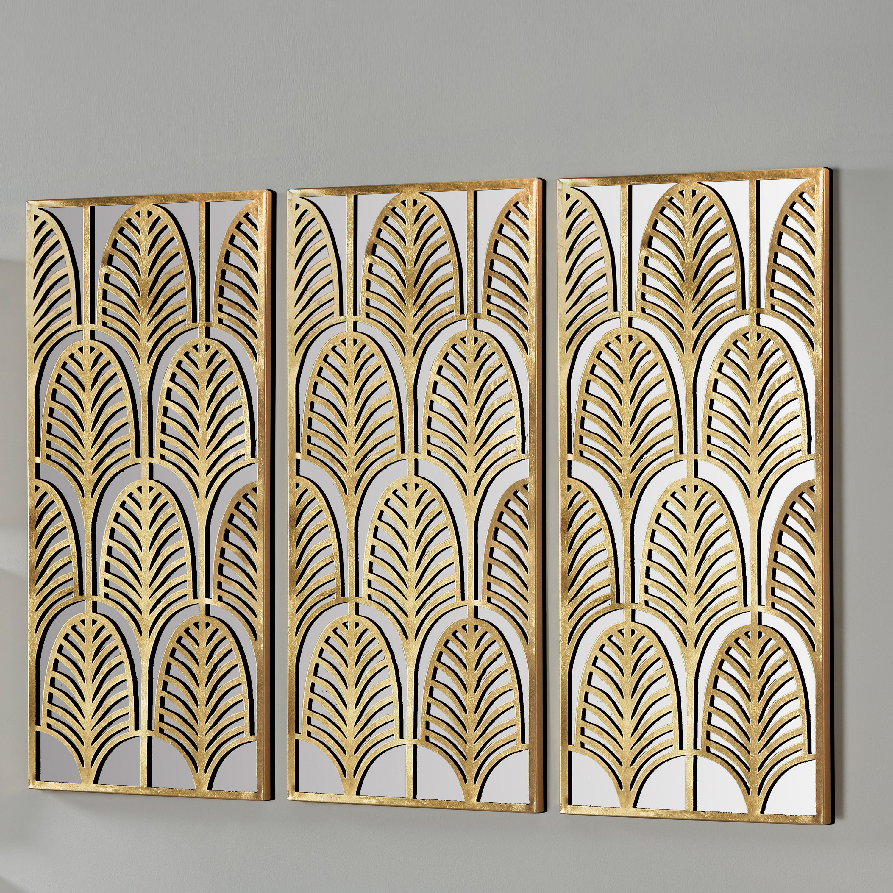 Rectangular Gold Metal Mirrored Wall Art Gold | Compare The Build