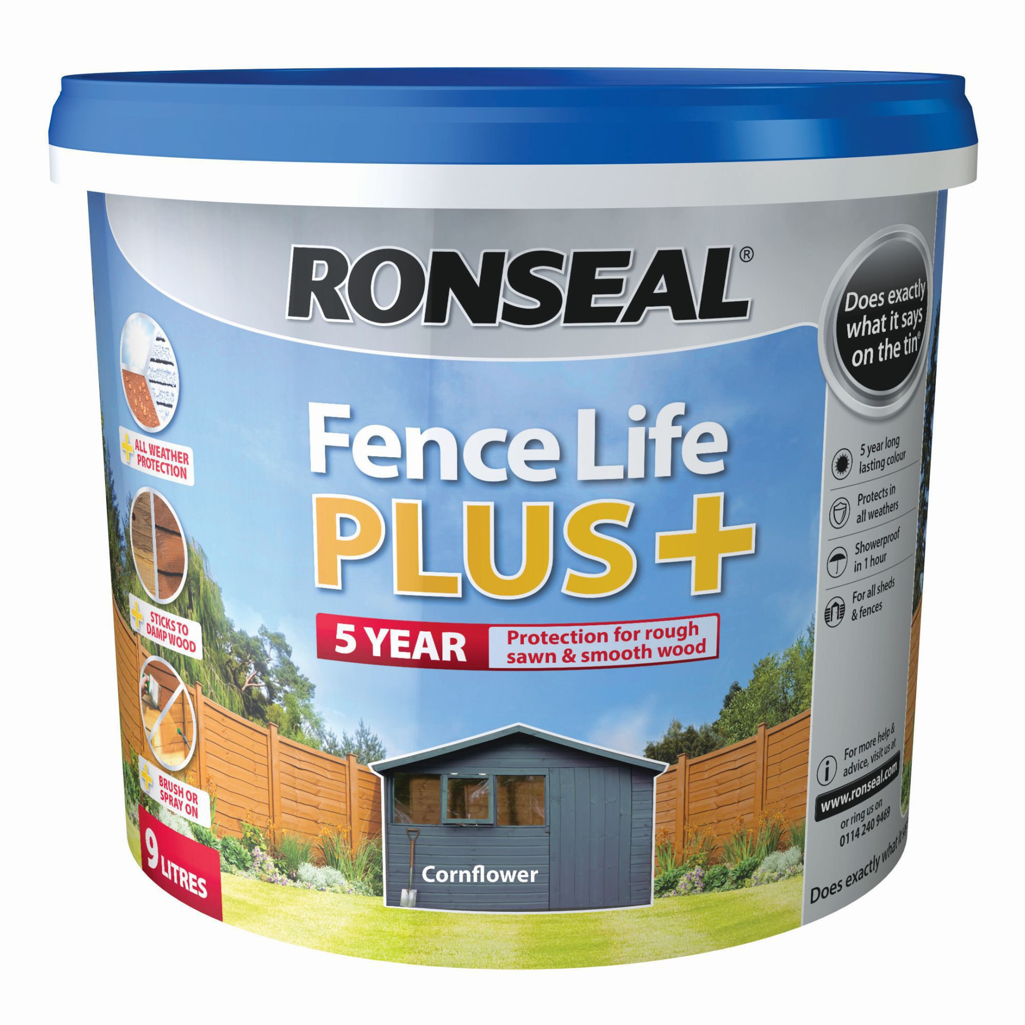 Ronseal Fence life plus Cornflower Matt Fence & shed Treatment 9L Price Comparisons | Compare The Build