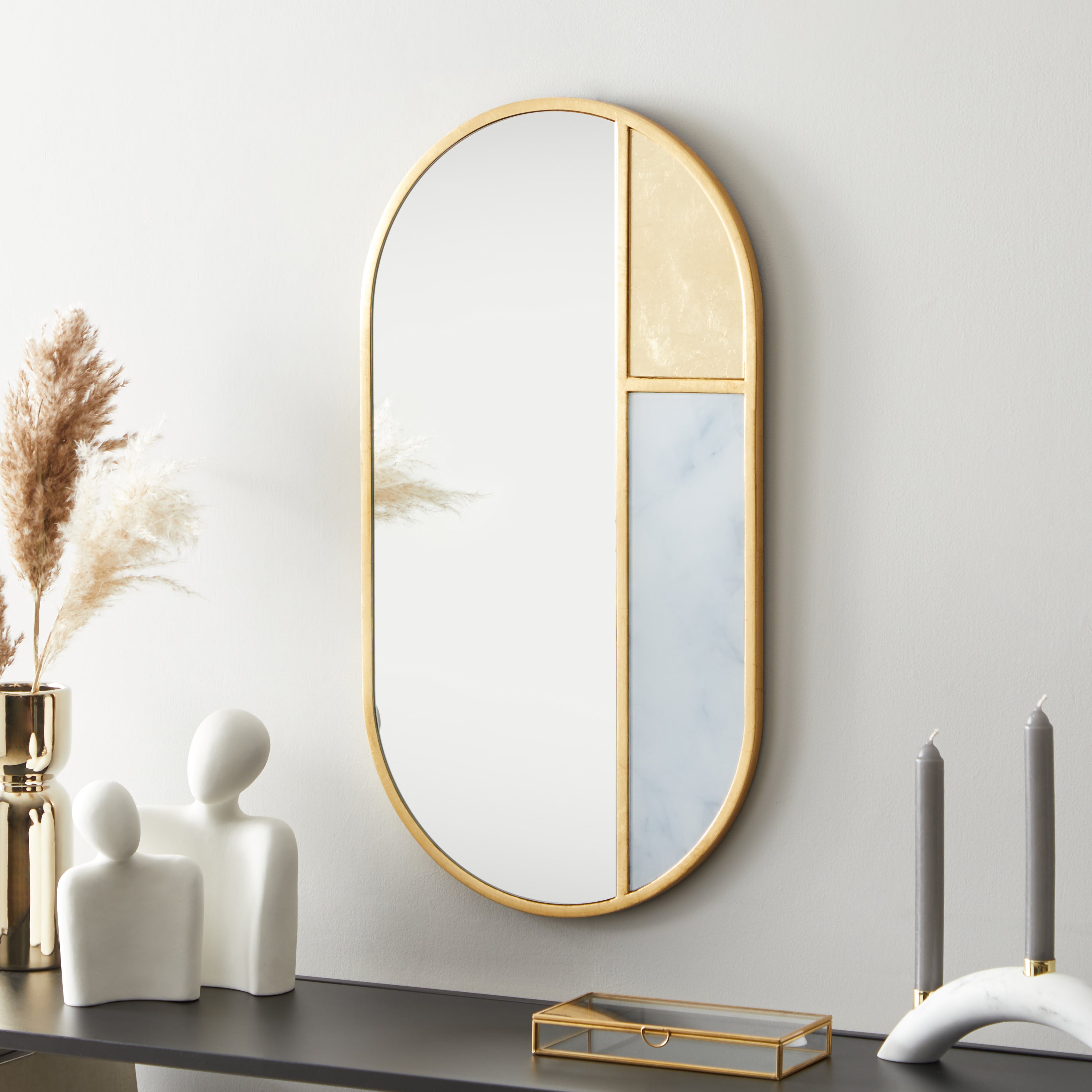 Lexi Wall Mirror, 65x35cm Grey Price Comparisons | Compare The Build