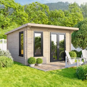 Power Sheds 12 x 10ft Right Hand Door Pent Notched Logs Log Cabin Price Comparisons | Compare The Build