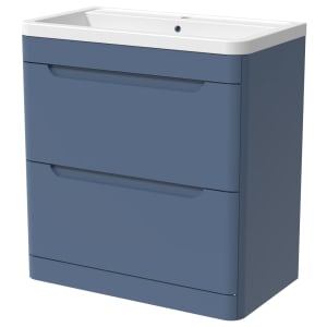 Wickes Malmo Misty Blue Freestanding J Pull Vanity Unit & Basin - 800mm Price Comparisons | Compare The Build