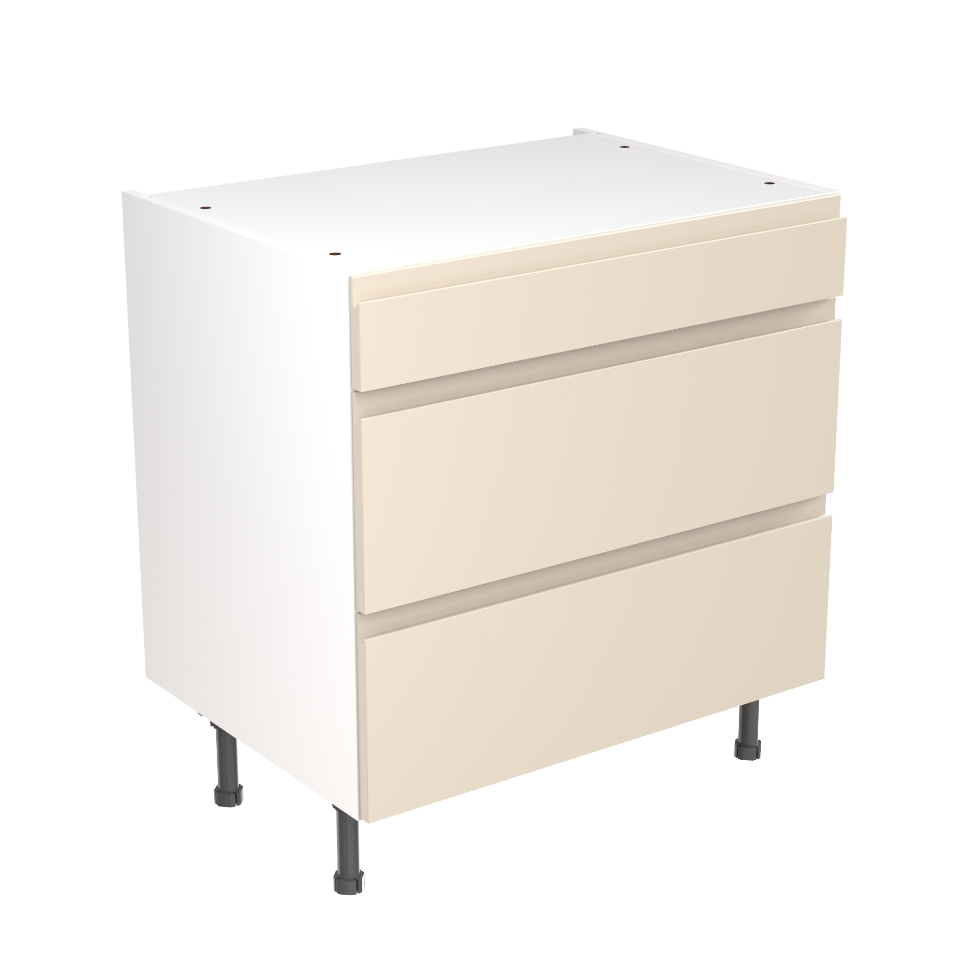 Flatpack Three Drawer Base Unit J-PULL Super Gloss Cashmere 800mm | Compare The Build