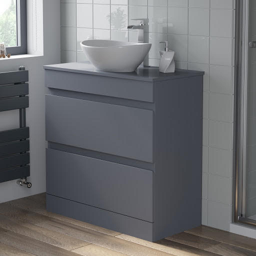 Artis Grey Gloss Free Standing Drawer Vanity Unit & Affine Roubaix Countertop Basin- 800mm Width Price Comparisons | Compare The Build