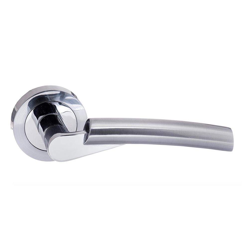 Atlantic STATUS Florida Lever on Round Rose - Satin Chrome &amp; Polished Chrome Atlantic UK S32RSCPC | Compare The Build