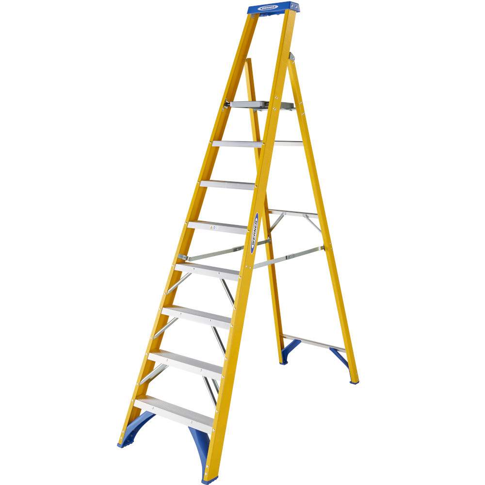 Werner 8 Tread Trade Fibreglass Platform Step Ladder - BS 2037 EN131 Professional 7170818 | Compare The Build