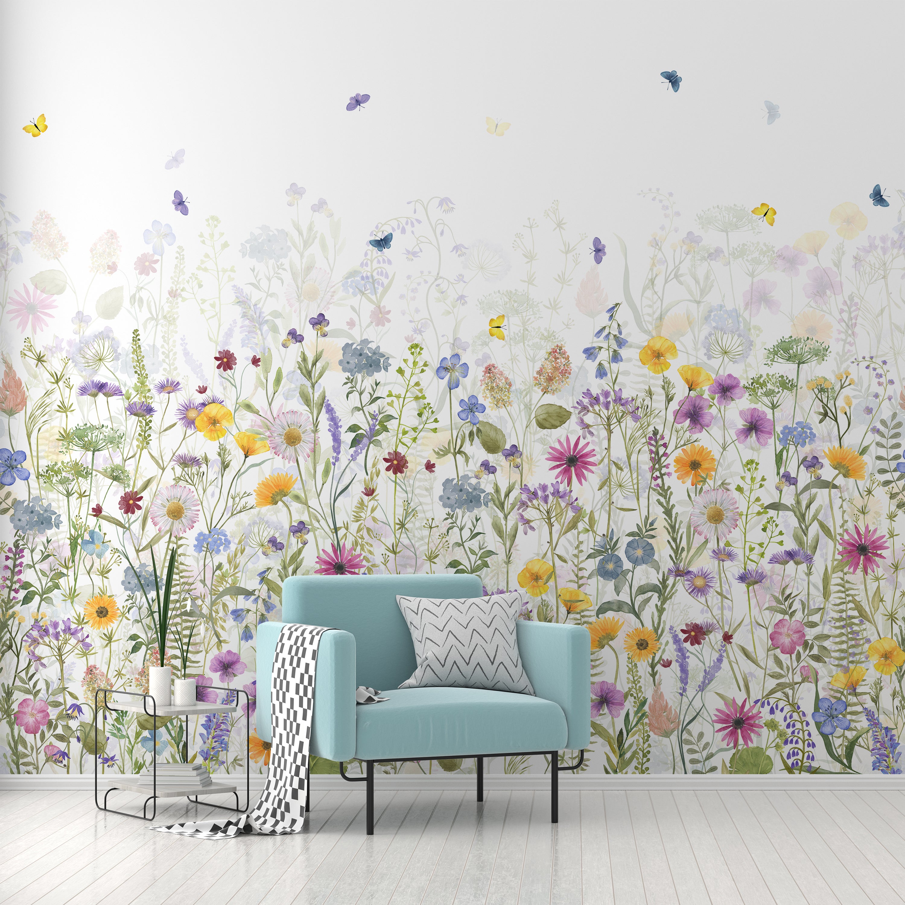 Spring Flowers Multicoloured Mural Purple/Green/Yellow Price Comparisons | Compare The Build