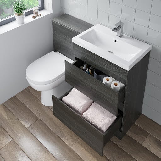 Artis Toilet & Basin Vanity Unit Combination with Drawers - 1100mm Charcoal Grey | Compare The Build