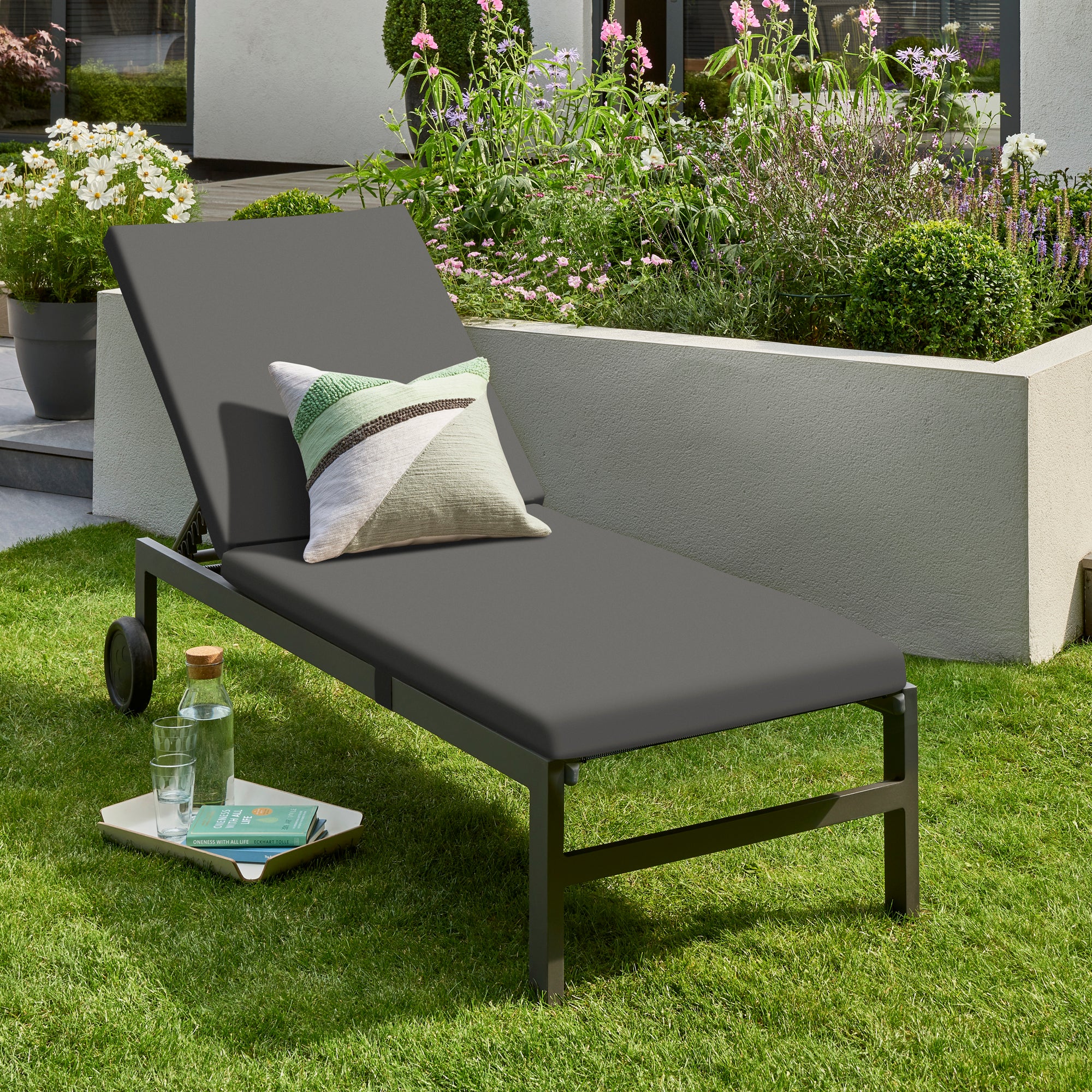 Titchwell Grey Lounger Dark Grey | Compare The Build