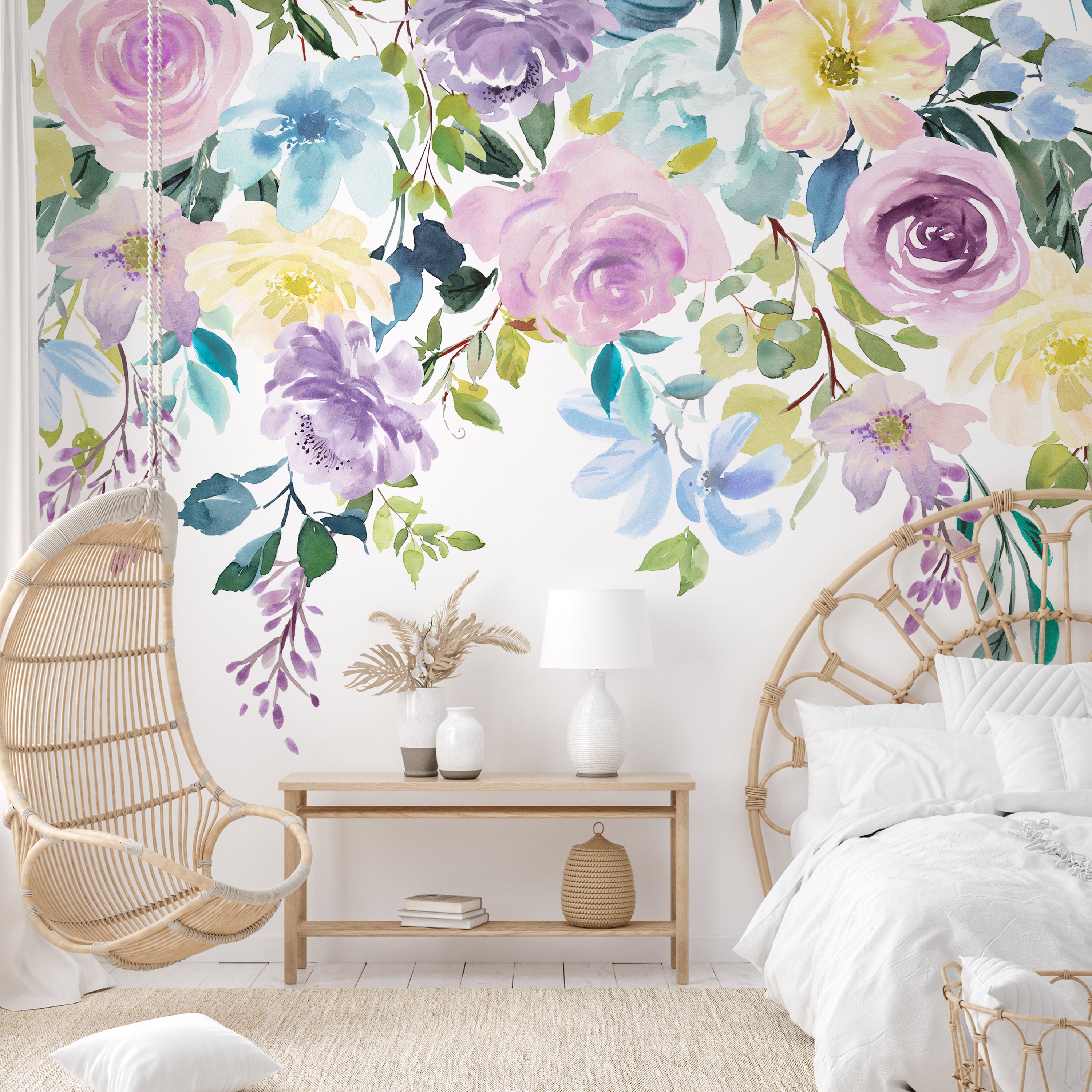 Watercolour Florals Mural Mauve Price Comparisons | Compare The Build