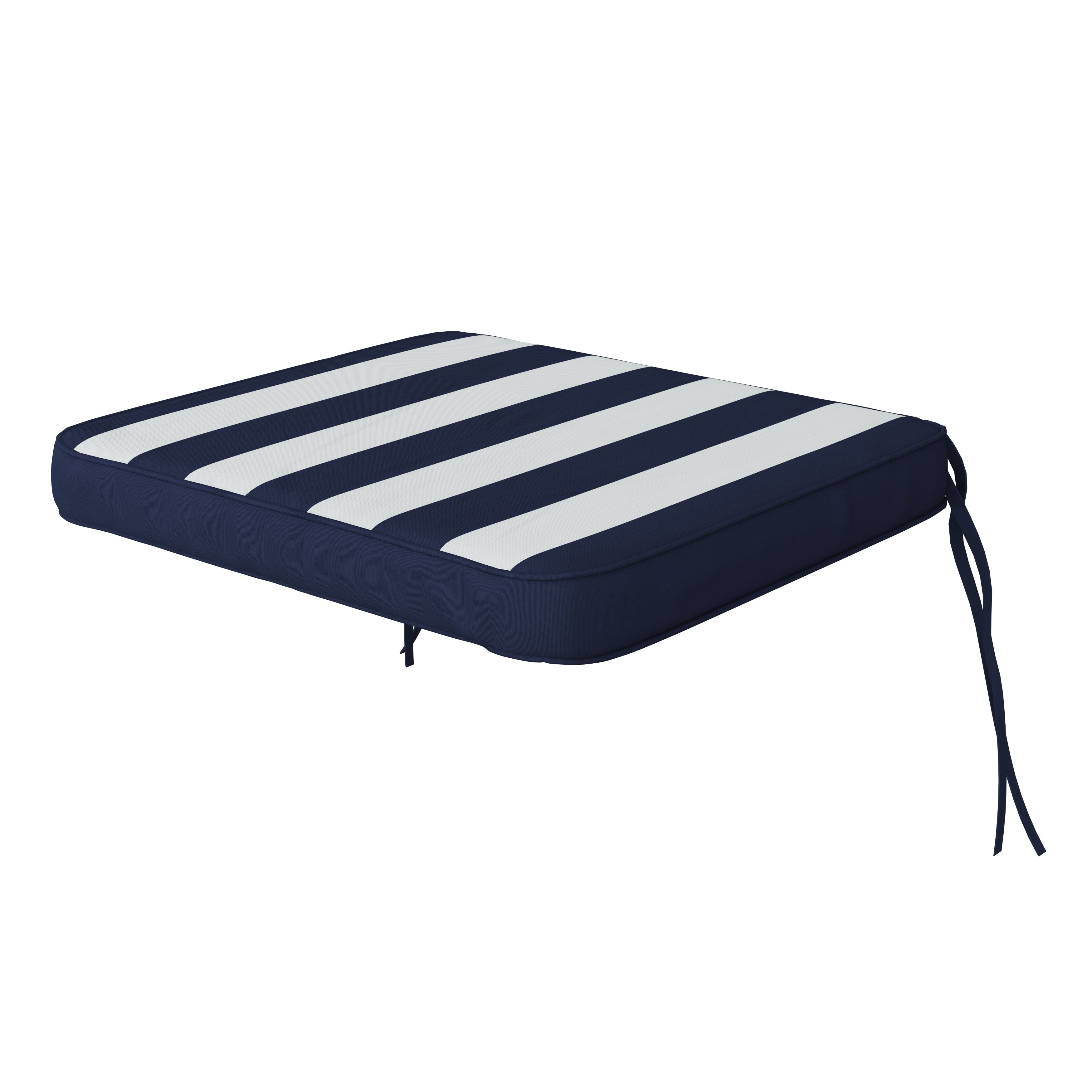 GoodHome Kilifi Midnight Navy & White Striped Rectangular Seat Pad (L)50Cm X (W)41.5Cm | Compare The Build