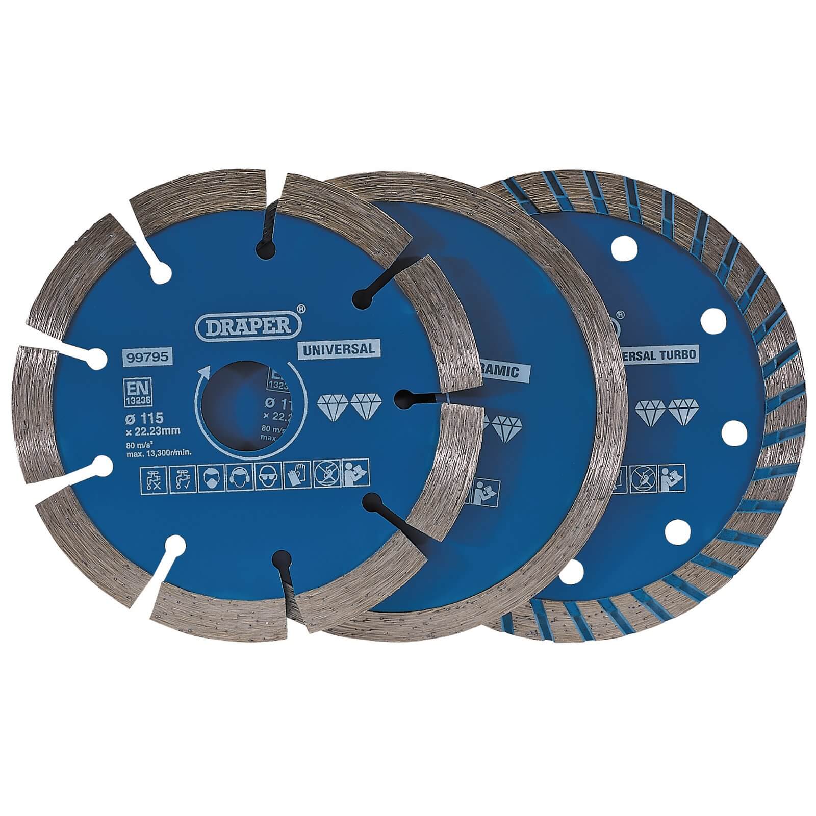 Draper 3 Piece Diamond Blade Set 115mm 22mm | Compare The Build