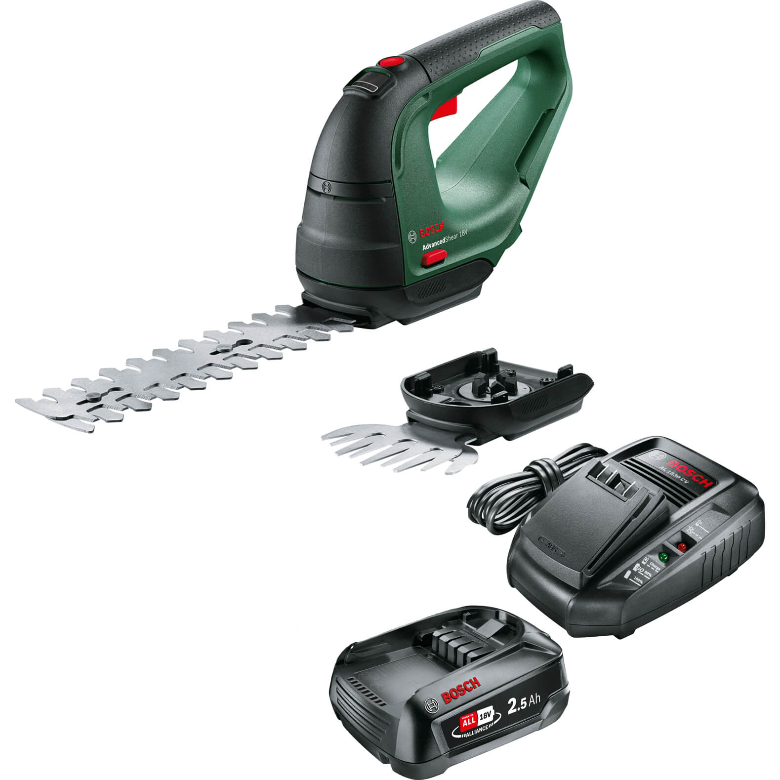 Bosch ADVANCEDSHEAR 18v Cordless Grass and Shrub Shears 1 x 2.5ah Li-ion Charger | Compare The Build