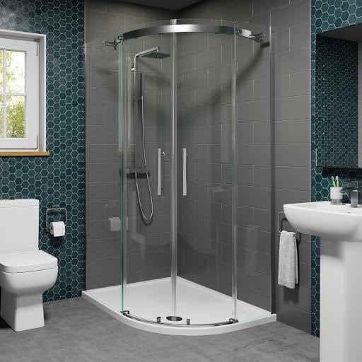 Diamond Frameless Offset Quadrant Shower Enclosure 1200 x 900mm with Tray (Right Entry) - 8mm Price Comparisons | Compare The Build