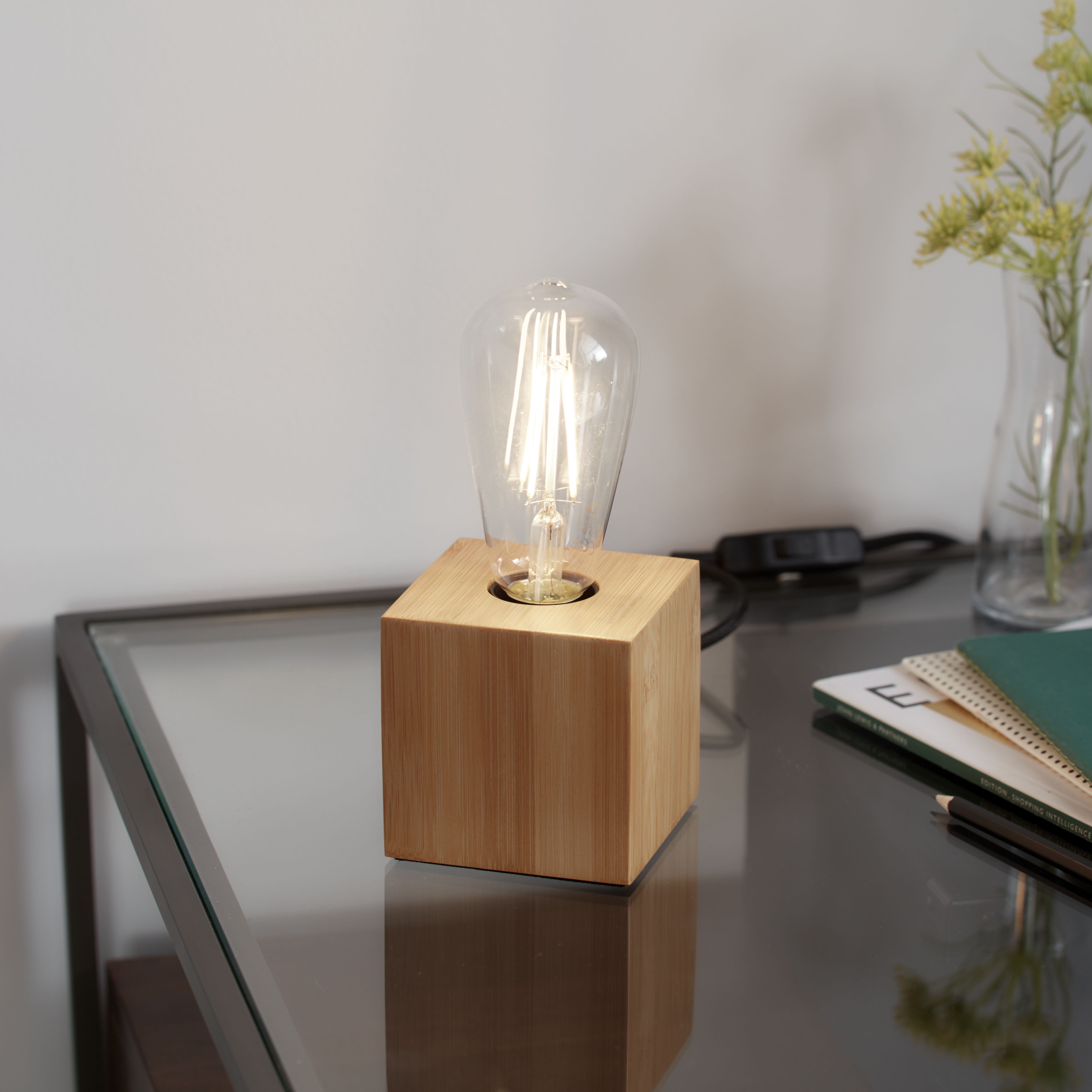 GoodHome Qausuit Bamboo Effect Square Table Light Price Comparisons | Compare The Build