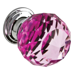 Wickes Faceted Glass Door Knob - Pink/Chrome 30mm Pack of 4 | Compare The Build