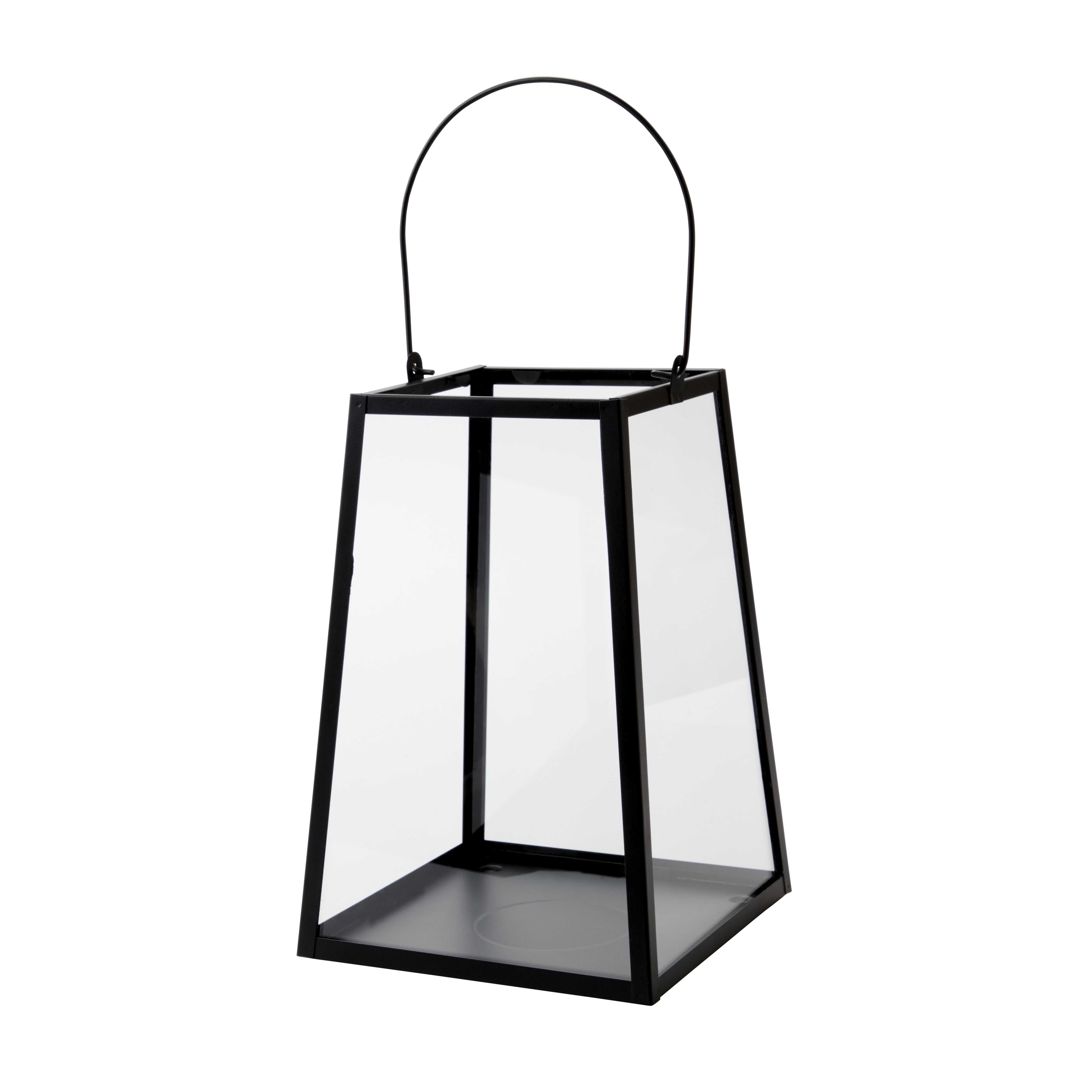 Black Powder Coated Glass Lantern, Medium Price Comparisons | Compare The Build