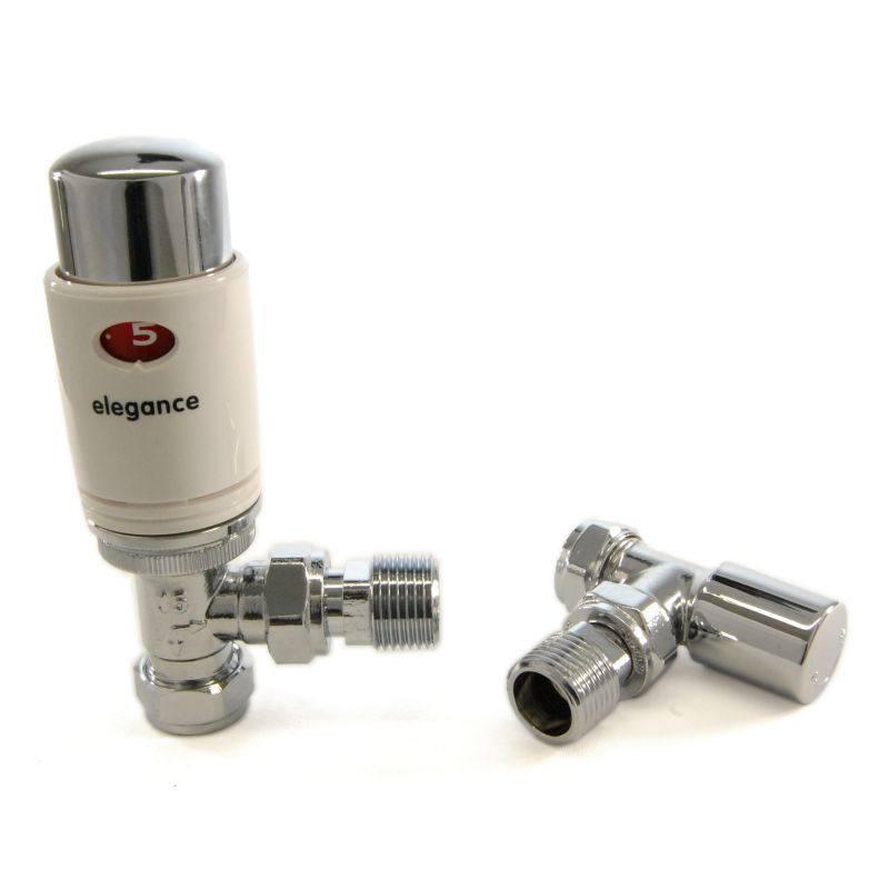 West Thermostatic Valves, Elegance, White/Chrome Angled Price Comparisons | Compare The Build