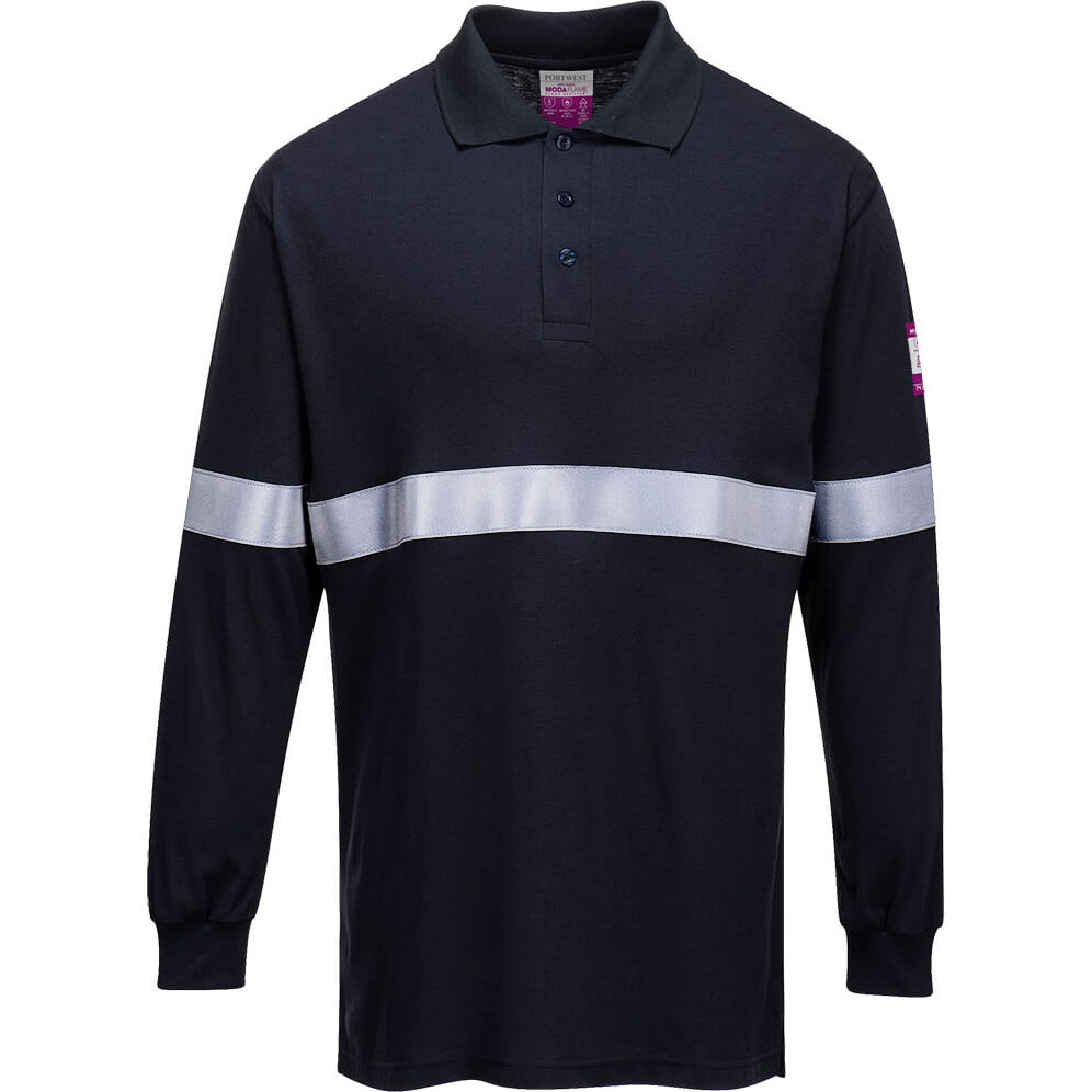 Modaflame Mens Anti Static Flame Resistant Long Sleeve Polo Shirt Navy XL Price Comparisons | Compare The Build