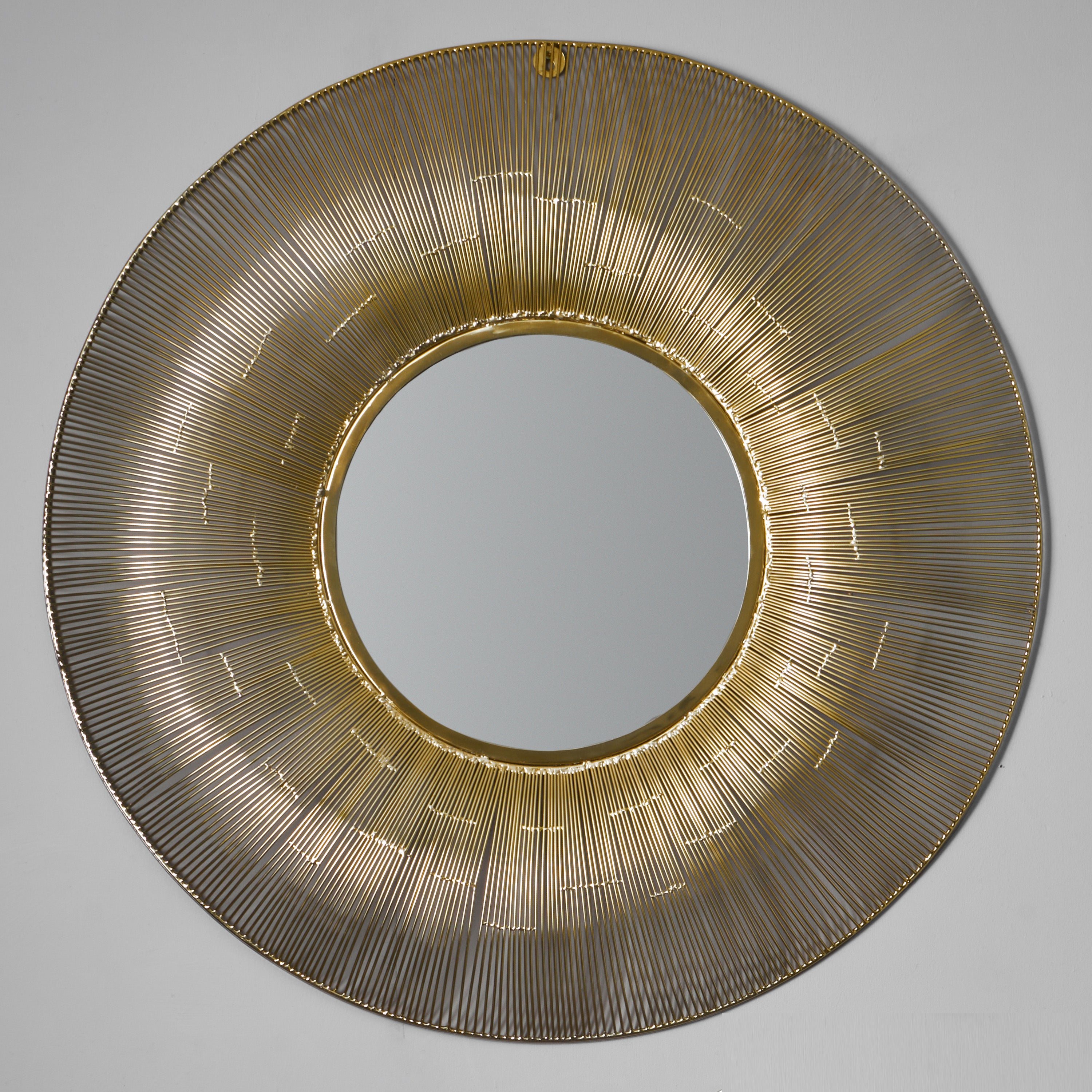 Metal Wire Round Wall Mirror, Gold Effect 92cm Gold Effect | Compare The Build