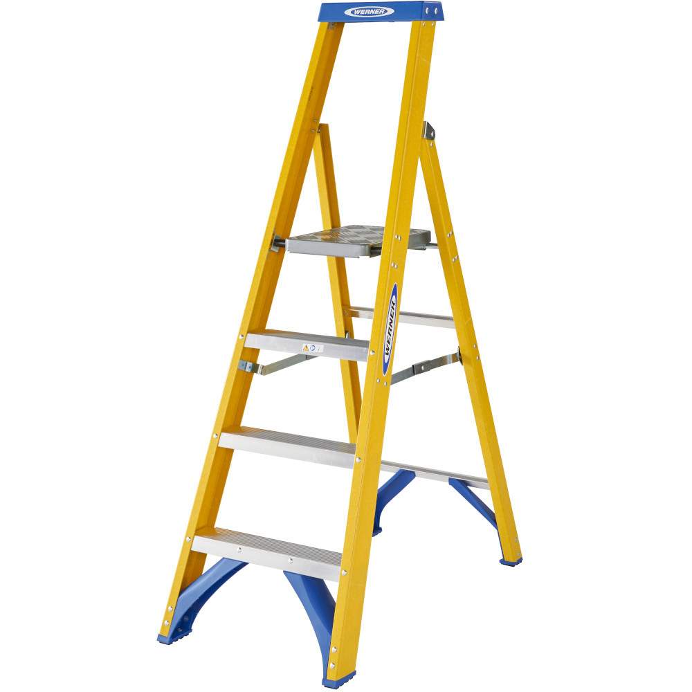 Werner 4 Tread Trade Fibreglass Platform Step Ladder - BS 2037 EN131 Professional 7170418 | Compare The Build