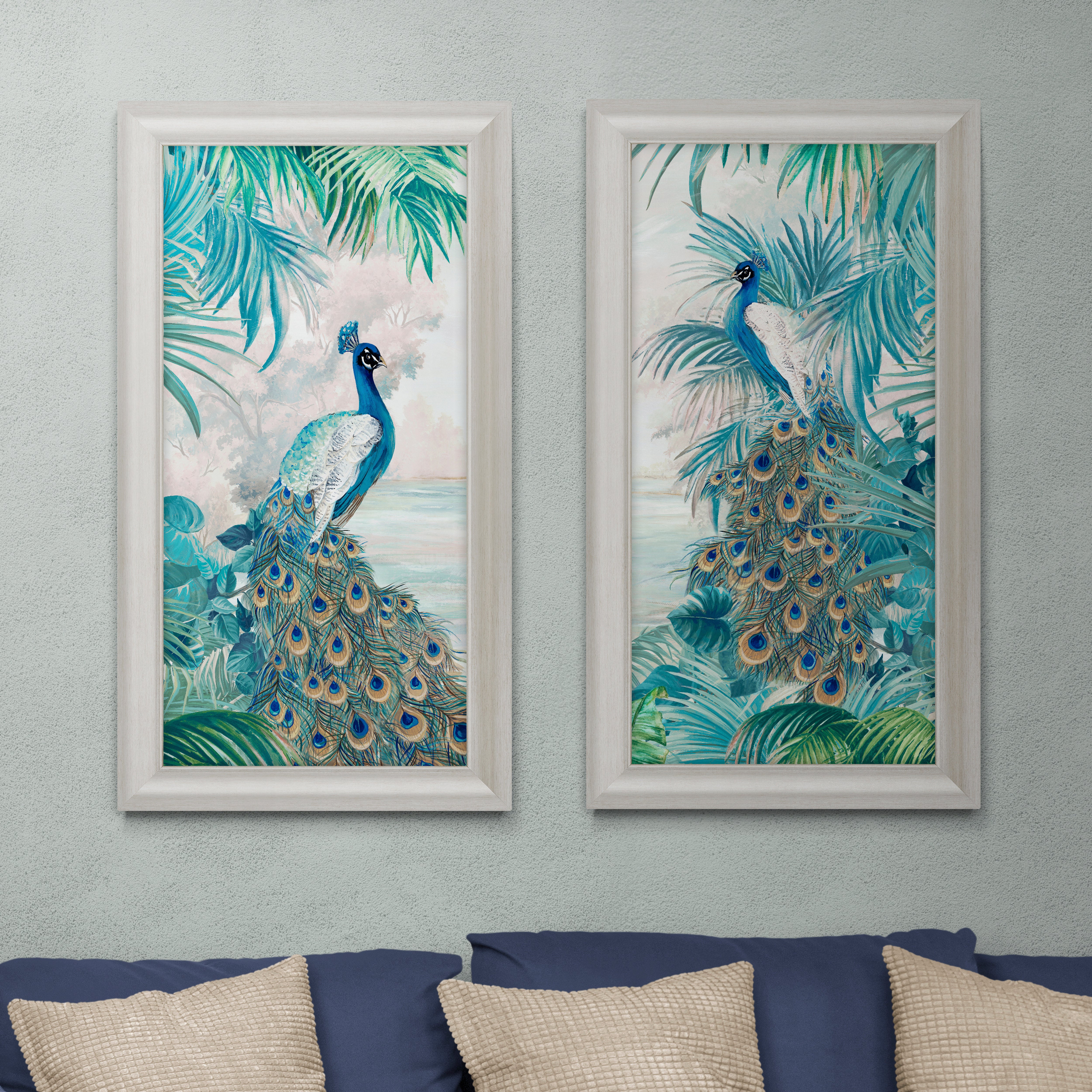 Indian Peafowl by Eva Watts Set of 2 Framed Prints Blue Price Comparisons | Compare The Build