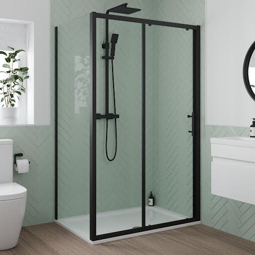 Luxura Sliding Shower Enclosure 1000 x 800mm - 6mm Black Price Comparisons | Compare The Build