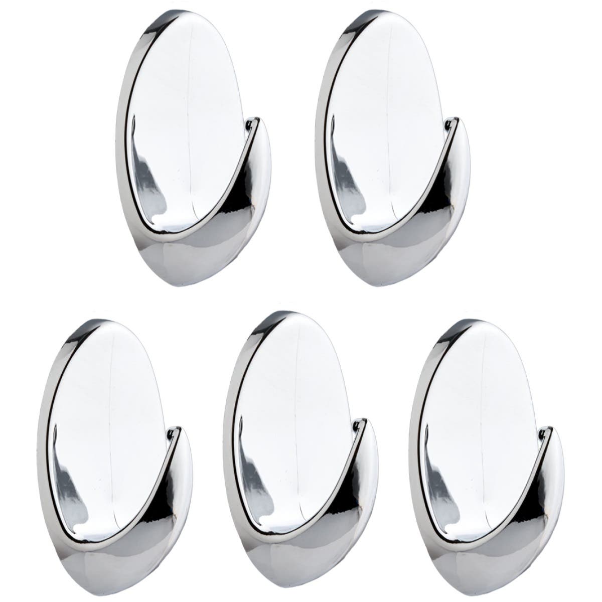 Removable Adhesive Plastic Small Oval Hooks Chrome Pack 5 Price Comparisons | Compare The Build