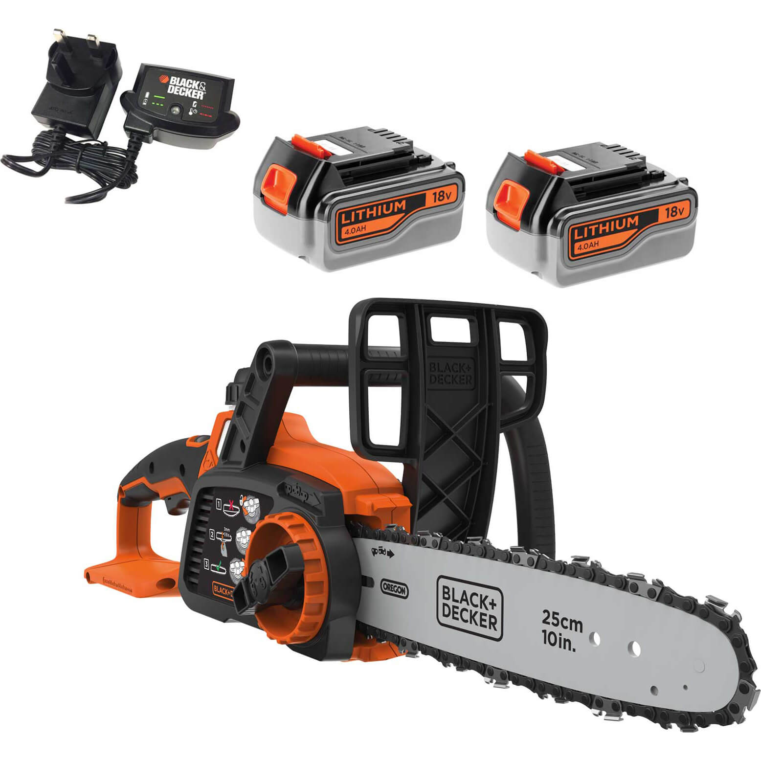 Black and Decker GKC1825L 18v Cordless Chainsaw 250mm 2 x 4ah Li-ion Charger Price Comparisons | Compare The Build