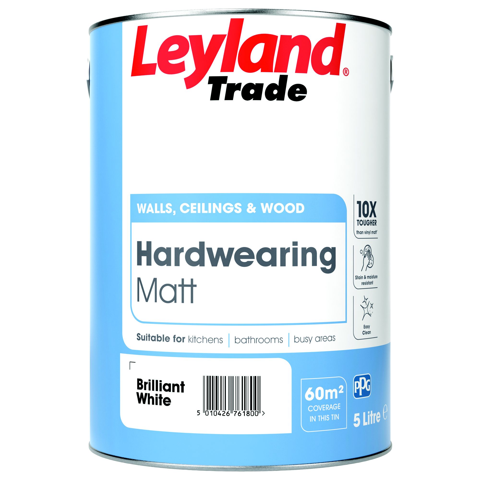 Leyland Trade Brilliant white Matt Emulsion paint, 5L Price Comparisons | Compare The Build