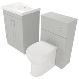 Deccado Padworth Whisper Grey 600mm Freestanding Vanity & 500mm Toilet Pan Unit with Basin Modular Combination Price Comparisons | Compare The Build