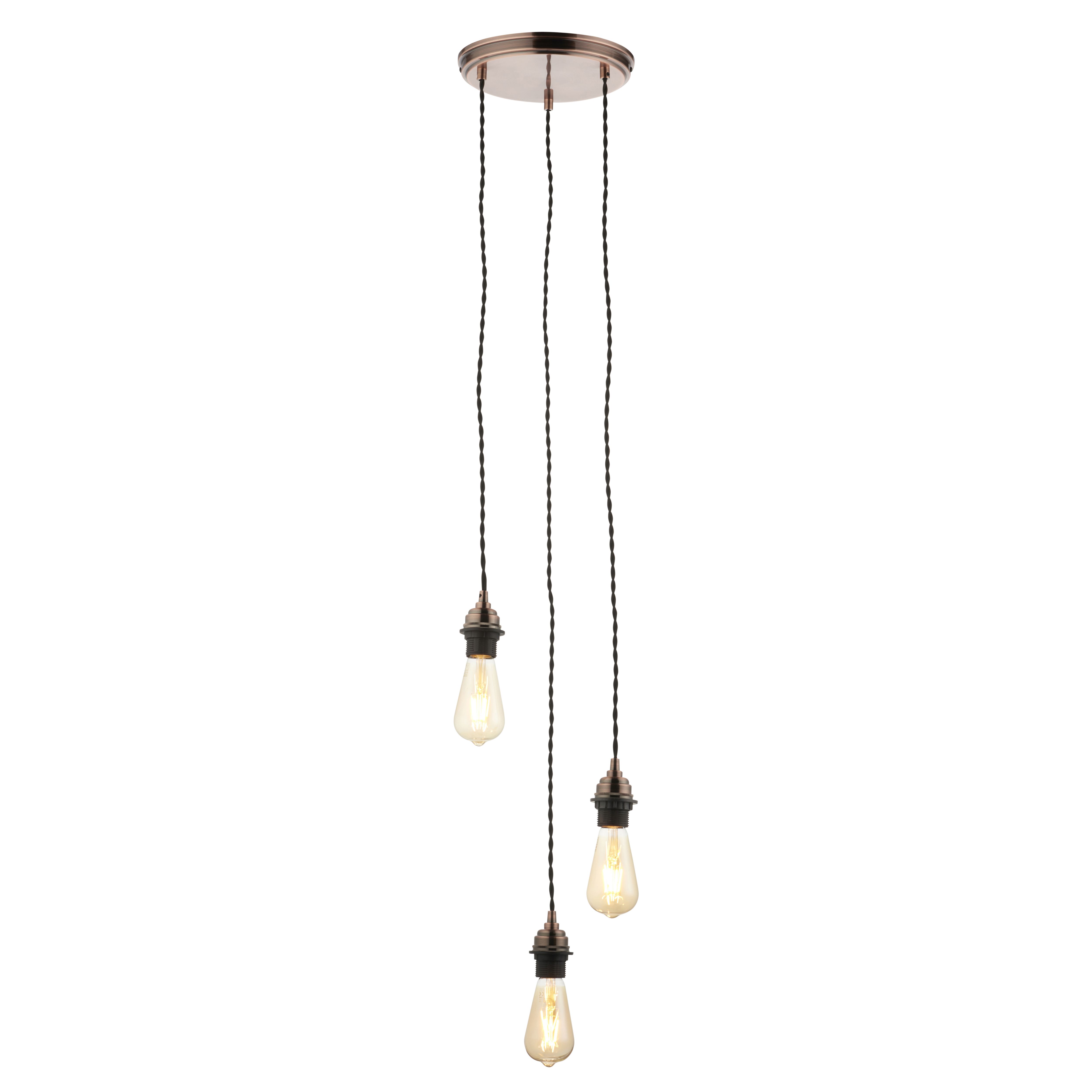 Antique Copper Effect 3 Light Cable Light Set Price Comparisons | Compare The Build