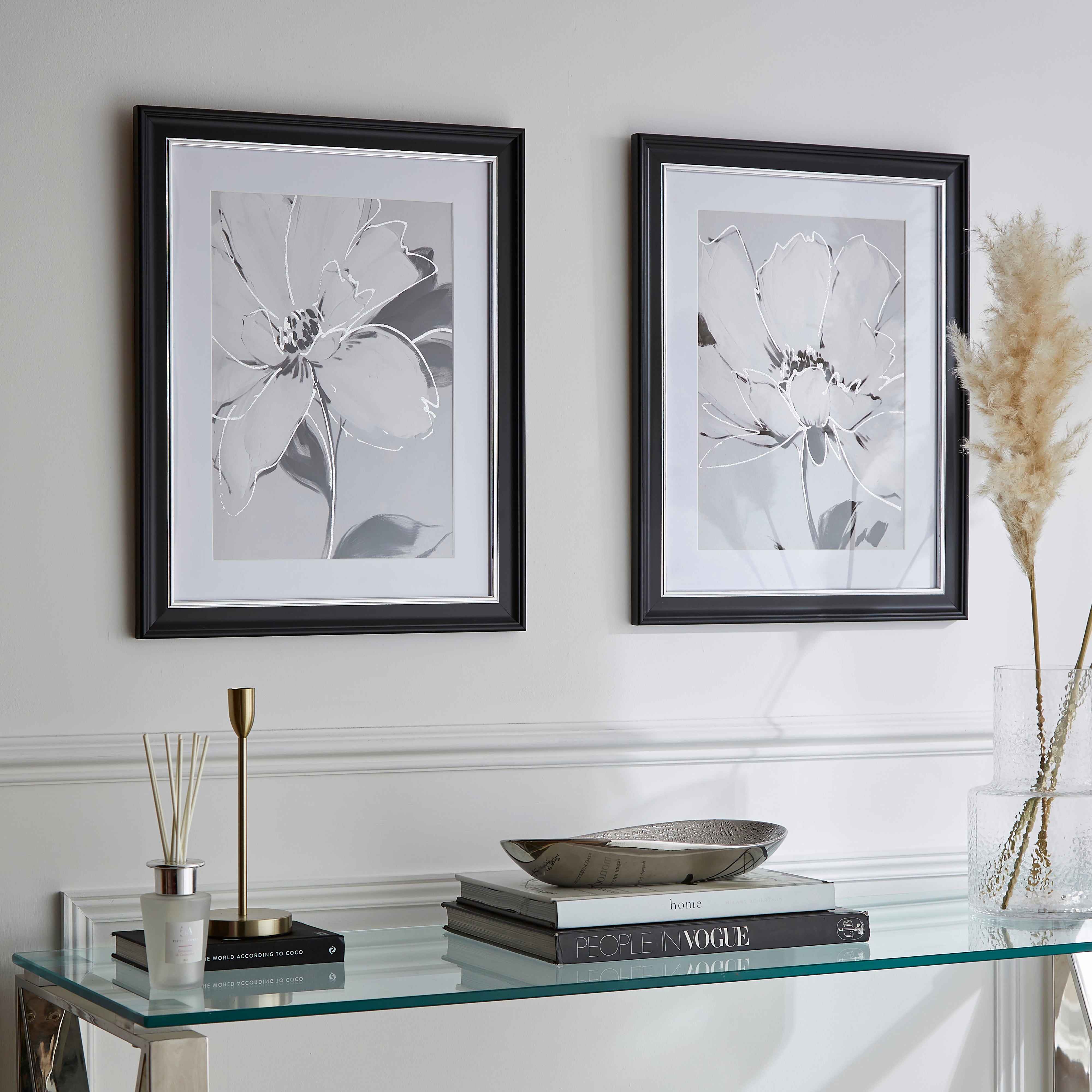 Set of 2 Luxe Florals Framed Prints 40x50cm White Price Comparisons | Compare The Build