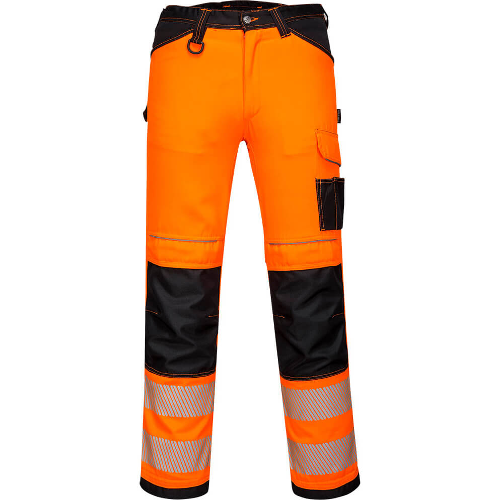 Portwest PW34 Hi Vis Work Trousers Orange / Black 30" 29" | Compare The Build