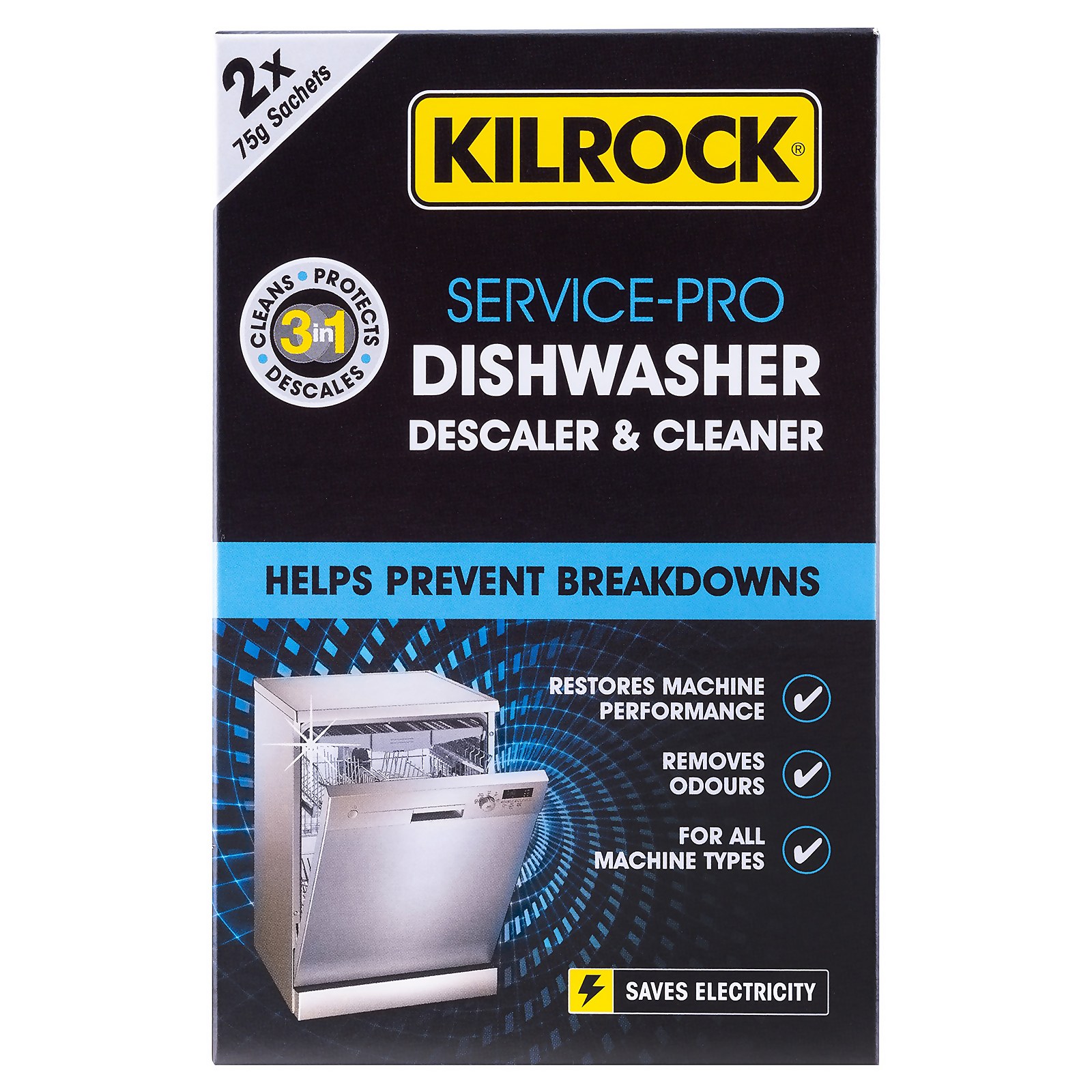 Kilrock Service-Pro Dishwasher Descaler & Cleaner - 2x75g | Compare The Build