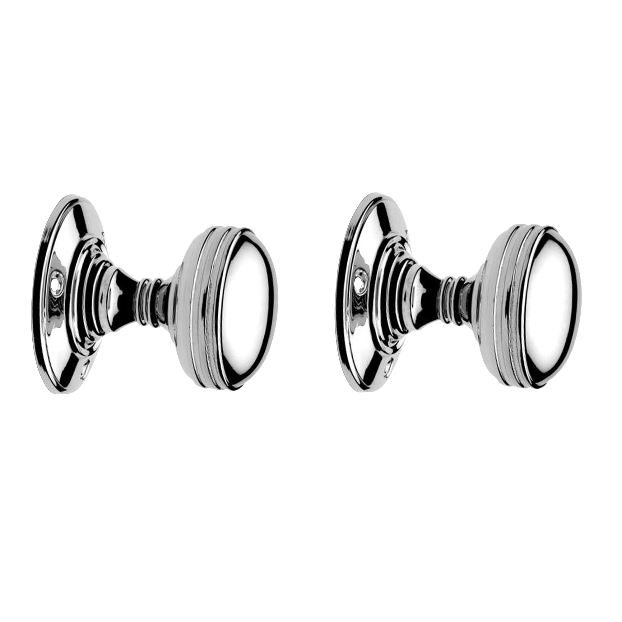 Polished Chrome Effect Brass Round Door Knob (Dia)53.7mm, Pair | Compare The Build