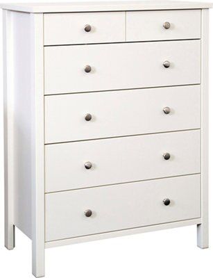 Bergen White 6 Drawer Chest Of Drawers (H)1058mm (W)804mm (D)410mm Price Comparisons | Compare The Build