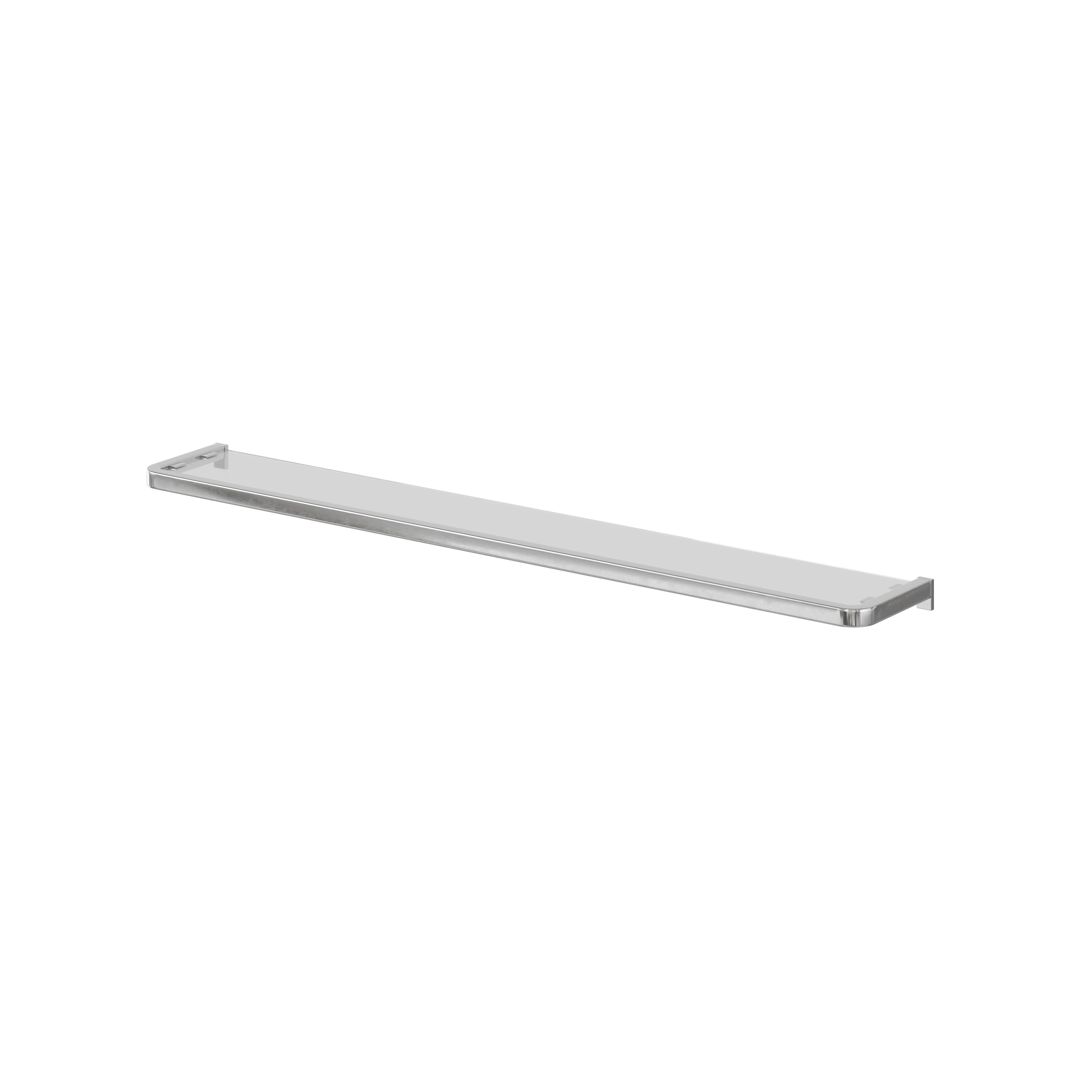 GoodHome Elland Brushed Silver Effect Stainless Steel & Tempered Glass Wall-Mounted Bathroom Shelf, (L)600mm (D)120mm (H) 20mm Price Comparisons | Compare The Build