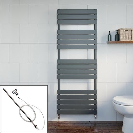 DuraTherm Dual Fuel Flat Panel Heated Towel Rail - 1600 x 600mm - Manual Anthracite Price Comparisons | Compare The Build