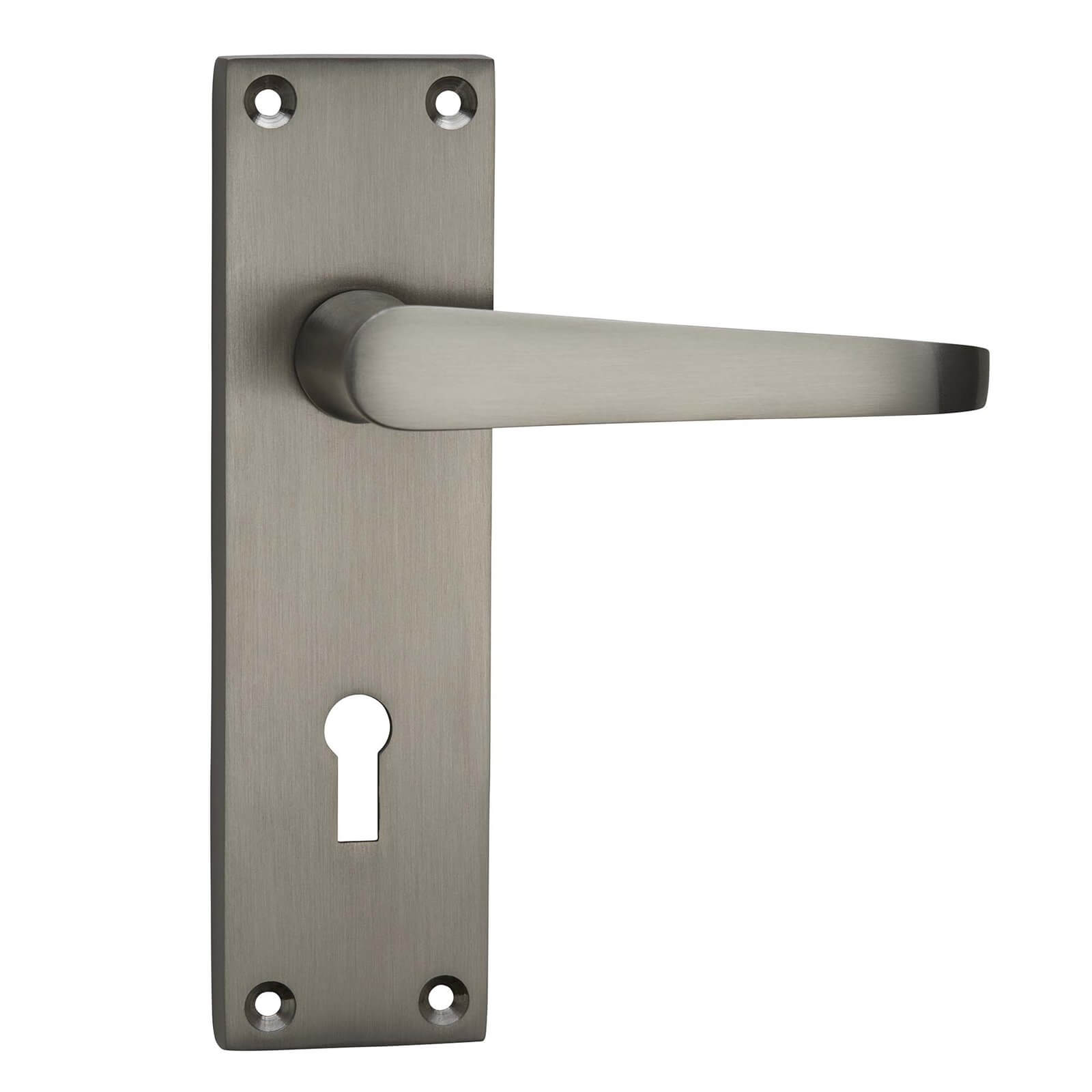 Homebuild Victorian Straight Long Backplate Lock Lever Set - Brushed Nickel Price Comparisons | Compare The Build