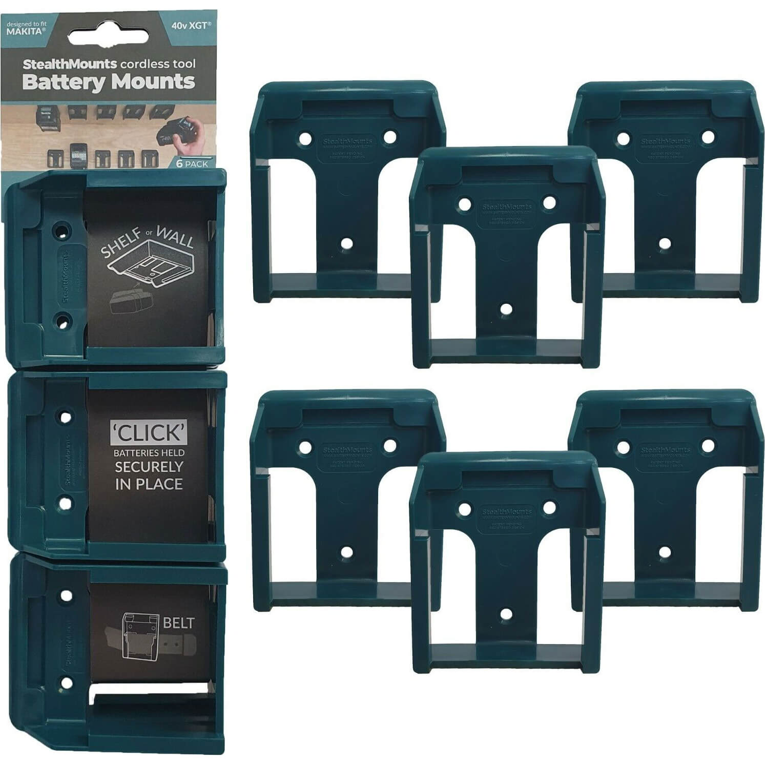 Stealth Mounts 6 Pack Battery Mounts For Makita 40V XGT Batteries Blue Price Comparisons | Compare The Build