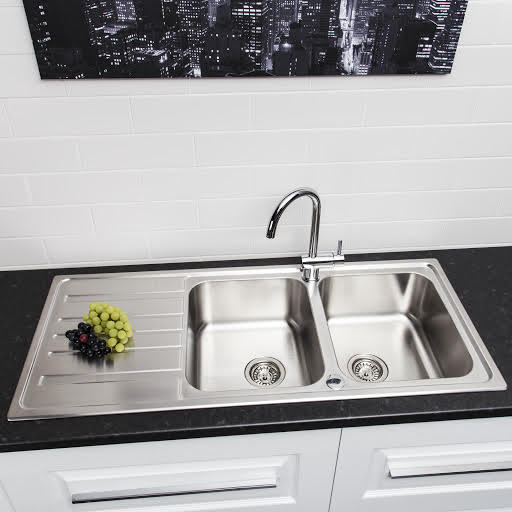 Sauber Prima Stainless Steel Inset Double Kitchen Sink & Drainer | Compare The Build