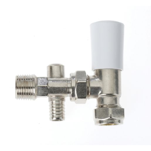 Drayton Angled Thermostatic Radiator Valve 4 with Lockshield Valve and Drain Off 15 mm 705901 | Compare The Build