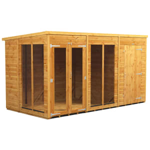 Power Sheds 12 x 6ft Pent Shiplap Dip Treated Summerhouse - Including 4ft Side Store Price Comparisons | Compare The Build