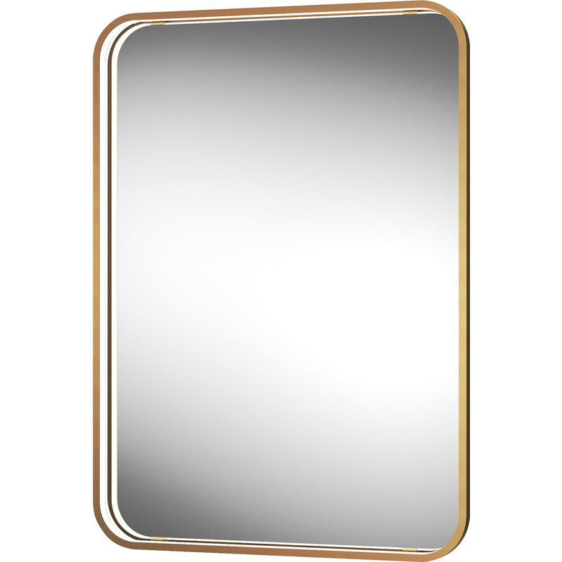 Sensio Aspect Rectangular LED Bathroom Mirror Cool White Brushed 700 x 500mm in Brass Mirrored Glass | Compare The Build