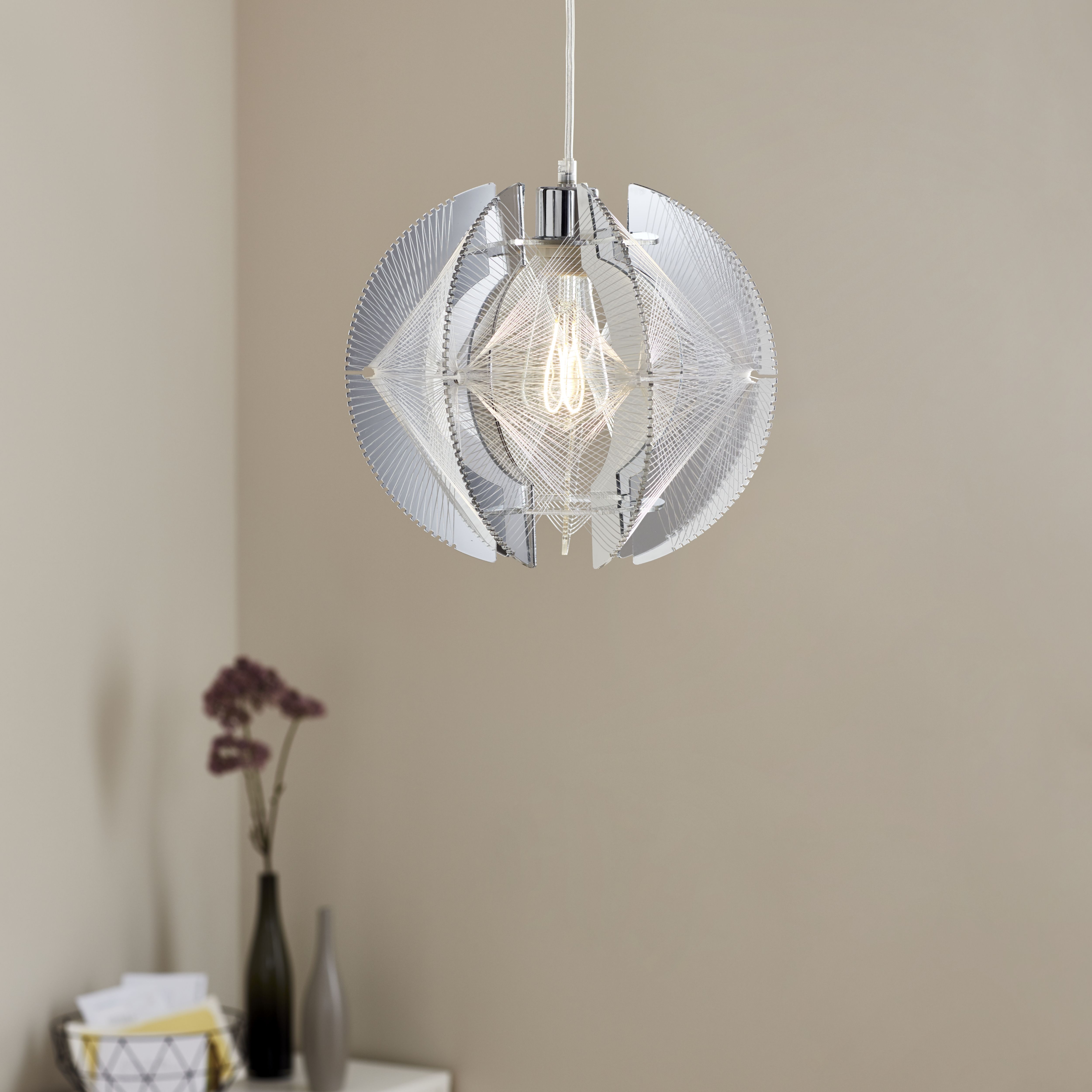 GoodHome Bastberg Transparent Pendant Ceiling Light, (Dia)310mm Price Comparisons | Compare The Build