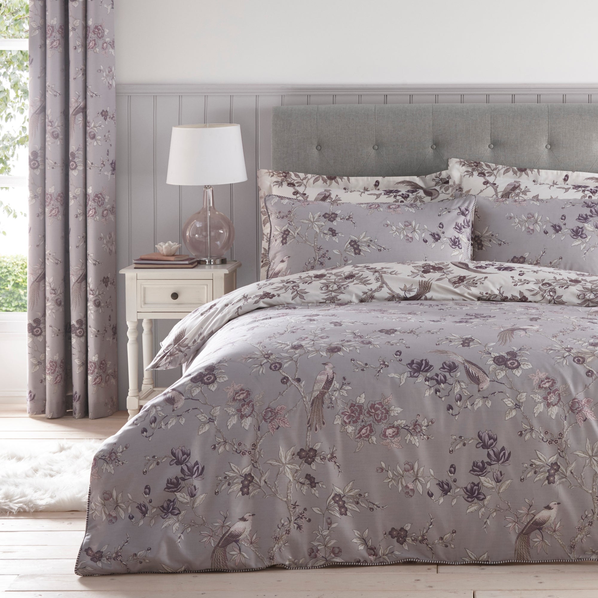 Oriental Bird Mauve Duvet Cover and Pillowcase Set Purple and White Price Comparisons | Compare The Build