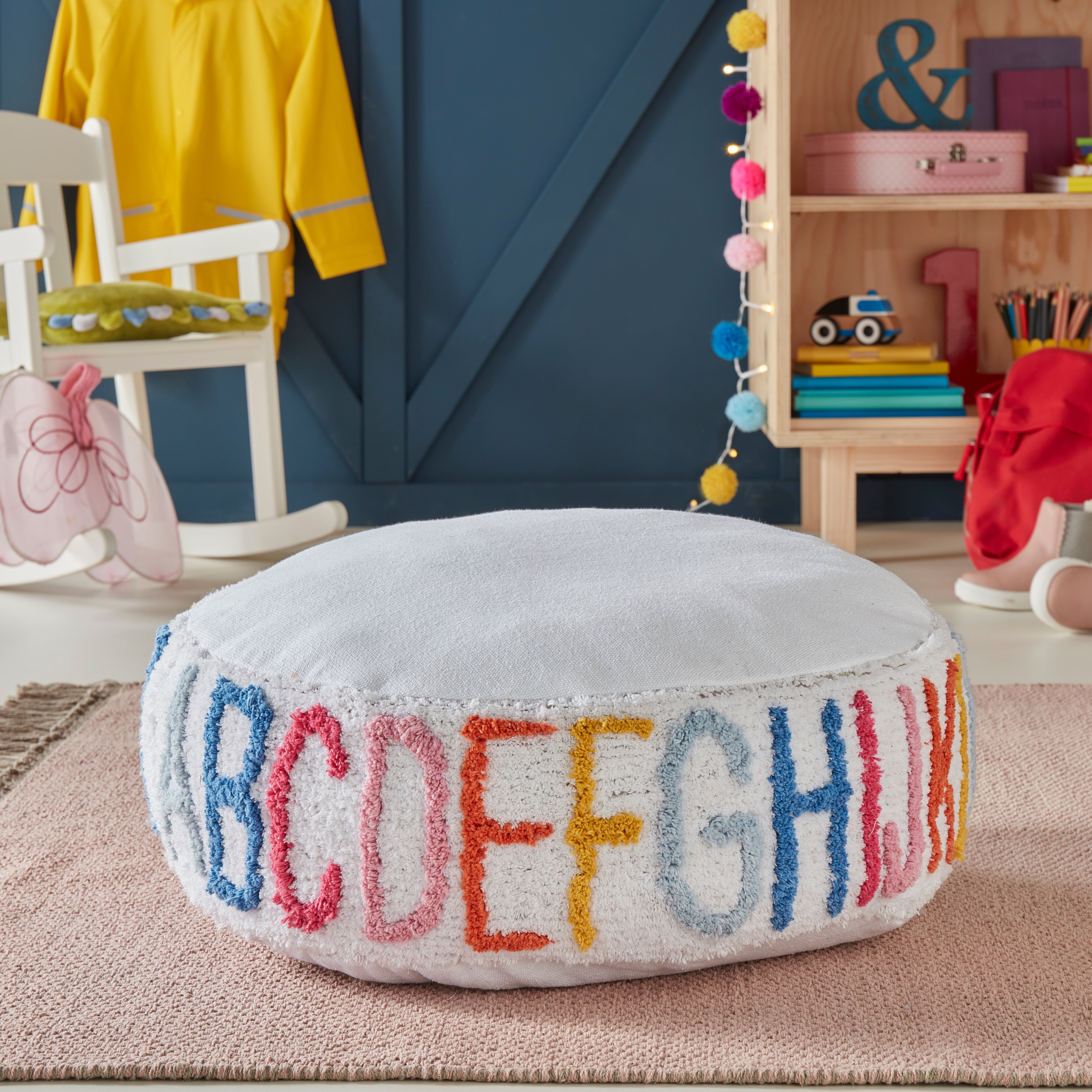 Kid's Tufted Alphabet Pouffe Red/Blue/White Price Comparisons | Compare The Build