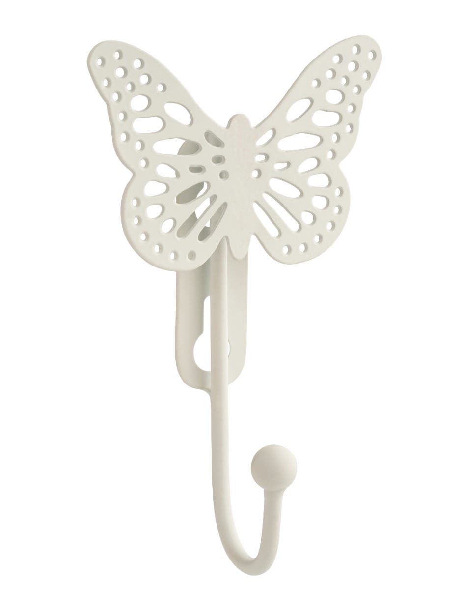 White Butterfly Design Single Robe Hook - Wall/Door Mountable - Decohooks Price Comparisons | Compare The Build